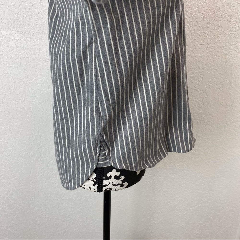 Madewell Westward Gray White Stripe Flannel Long Sleeve Button Front Shirt - Picture 7 of 12
